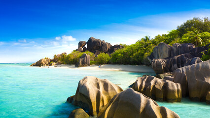 Anse Source D'Argent - the most beautiful beach of Seychelles. La Digue Island, Seychelles © Aleh Varanishcha