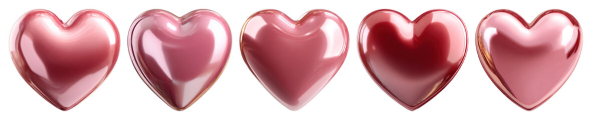 Glossy pink heart shapes