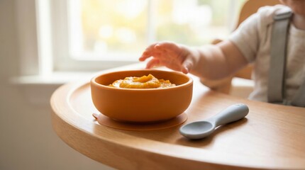 Toddler's Vitamin-Packed Baby Food in High Chair