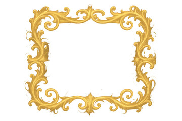 Ornate gold gilded frame with intricate scrollwork, a luxurious decorative border for elegant designs and presentations