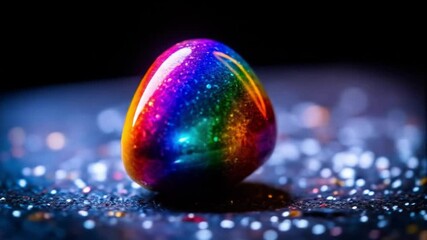 Vibrant rainbow orb on glittery surface abstract visual concept - Powered by Adobe