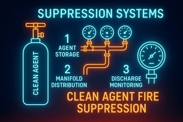 Clean Agent Fire Suppression System Infographic for Data Center and Server Room Safety