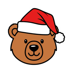 A Brown Beer Head Wearing a Santa Hat Vector Illustration