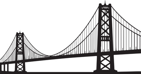 Obraz premium black silhouette of bridge architecture on white background, vector.
