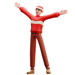 3d Illustration of New Year Character Celebration Pose