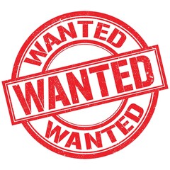 WANTED text written on red stamp sign