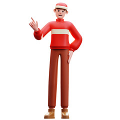 3d Illustration of New Year Character Pointing Pose