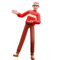 3d Illustration of New Year Character Presenting Pose