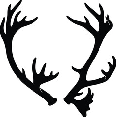 Deer Antlers Silhouette &ndash; Wide Spread Buck Horns Vector Illustration in Solid Black Isolated on Transparent Background
