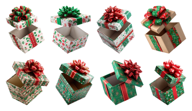 Festive gift boxes with bows
