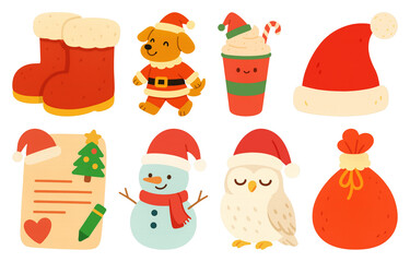 Fototapeta premium Festive cartoon Christmas characters