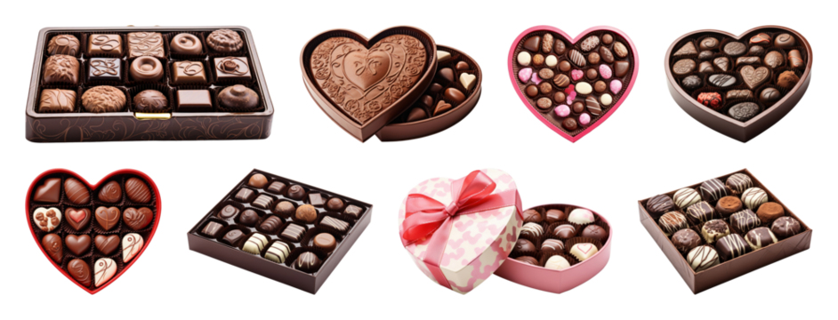 Assorted heart-shaped chocolate boxes - Powered by Adobe