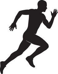 Fototapeta premium black silhouette of running man on white background, vector