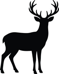 Deer Silhouette &ndash; Isolated on Transparent Background Majestic Buck with Antlers Wildlife Vector