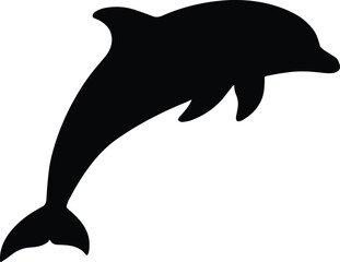Dolphin Silhouette – Isolated on Transparent Background Jumping Marine Animal Vector