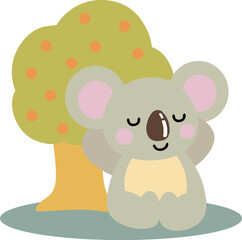 Peaceful Australian Koala Resting by an Orange Tree