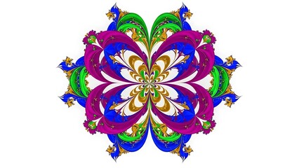 Intricate fractal pattern resembling a butterfly or flower in vibrant colors