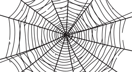 Obraz premium Black silhouette of spider web on white background, vector illustration
