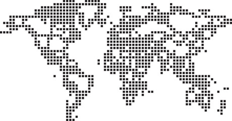 Pixelated Dotted World Map Vector Isolated Graphic on White Background