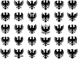Massive Collection of Heraldic Black Eagle Vector Monograms and Crests.