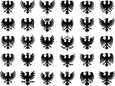 Massive Collection of Heraldic Black Eagle Vector Monograms and Crests.