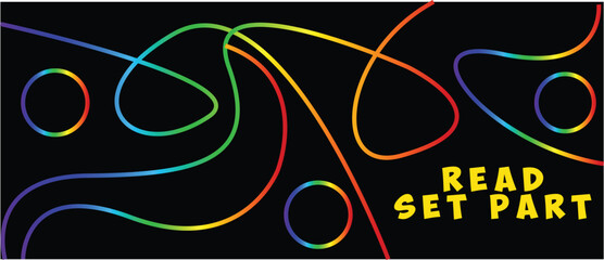 Color Gradient Swirl Lines. Curve Linear Shape Pattern. Vector Abstract Backgrounds with Doodle Rainbow Ribbons.