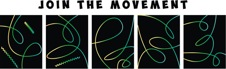 Color Gradient Swirl Lines. Curve Linear Shape Pattern. Vector Abstract Backgrounds with Doodle Rainbow Ribbons.