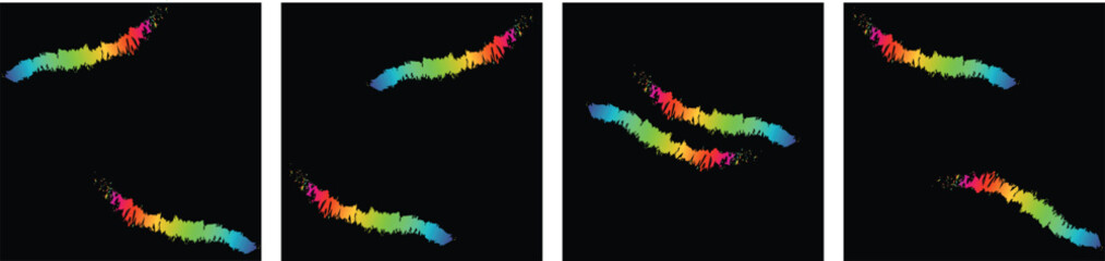 Color Gradient Swirl Lines. Curve Linear Shape Pattern. Vector Abstract Backgrounds with Doodle Rainbow Ribbons.