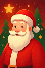 Santa Claus Christmas App Illustration with Festive Holiday Graphics and Interactive Elements