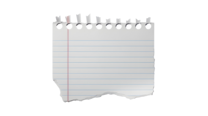 Torn lined paper with hole punches on black background