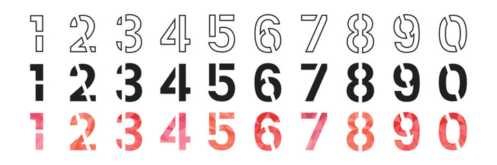 Bold stylized numbers in multicolor outline style.
