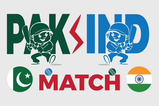 Dynamic, colorful vector art depicting the iconic India-Pakistan cricket match. Perfect for sports announcements, digital banners, and fan merchandise related to this passionate rivalry.
