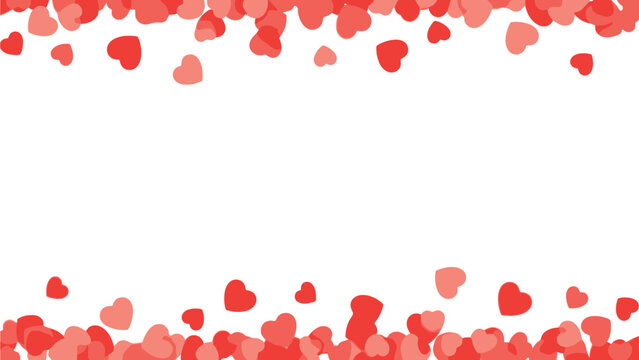 Red hearts form a decorative border frame against a white background for romance or Valentine's Day celebrations.
