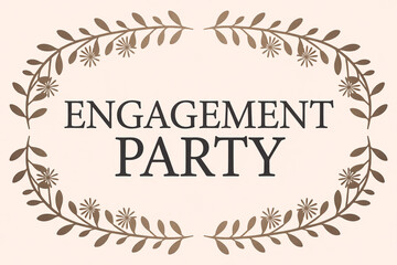 Elegant engagement party invitation template with delicate floral wreath, perfect for announcing your special day with style and grace for memorable celebrations