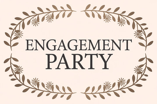 Elegant engagement party invitation template with delicate floral wreath, perfect for announcing your special day with style and grace for memorable celebrations