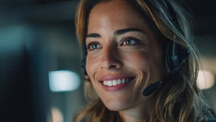 Video call interaction of female executive in modern workplace authentic expression natural lighting closeup view