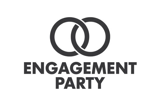 Celebrate your love with a modern engagement party invitation design featuring interlocking rings, perfect for stationery, posters, and social media announcements - Powered by Adobe