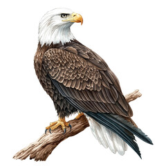 Bald Eagle, realistic watercolor illustration vector, isolated on a white background.