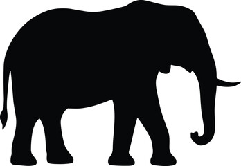 Elephant Silhouette &ndash; Isolated on Transparent Background African Wildlife Animal Vector