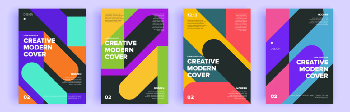 Modern abstract covers set, minimal covers design. Colorful geometric background, vector illustration.