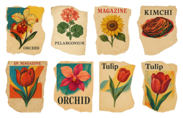 PNG Vintage floral seed packet designs, element set on transparent background