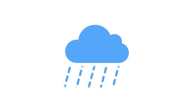 Animated heavy rain cloud minimal forecast icon with dynamic rainfall streaks on clean white background prores alpha channel 4k 60fps