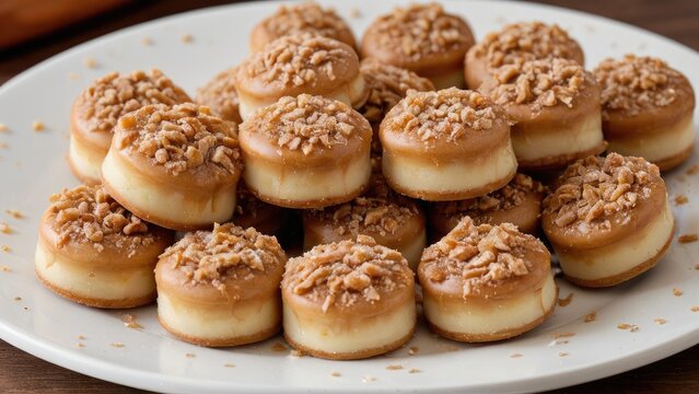 Freshly baked donuts topped with colorful glazes and sprinkles on a clean white plate, perfect for breakfast or dessert