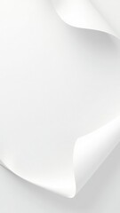 A simple sheet of white paper with a curled corner, suitable for use as a background or placeholder in various designs