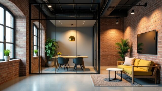 A comfortable seating area with a sofa and table