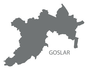 Goslar city map with boroughs grey illustration silhouette shape