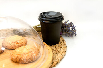 Coffee Cup with Cookies on Table