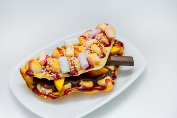 Sweet Waffle with Marshmallows and Chocolate