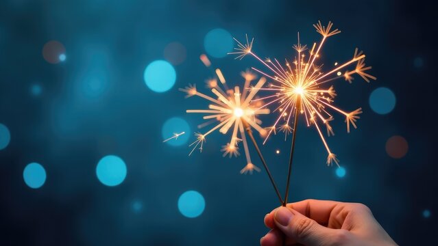 A person holding a sparkler, perfect for use in fireworks or celebration scenes