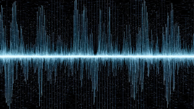 Dynamic sound wave visualization on dark background for tech concepts